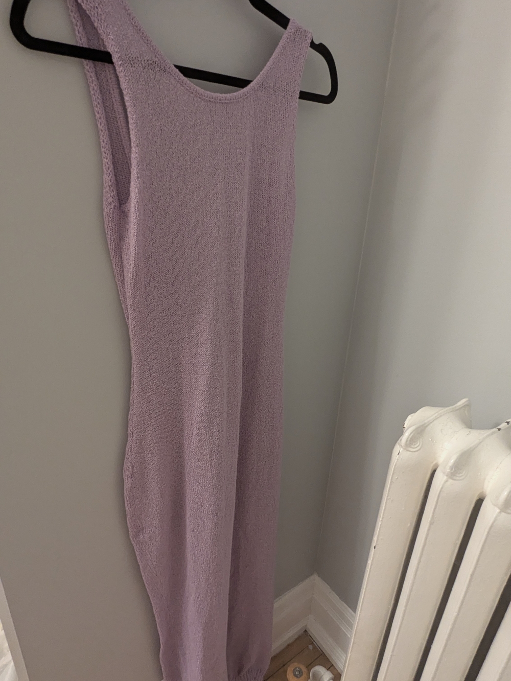 Lilac Backless See Through Knit Maxi Dress/Beach Cover Up -  Size M